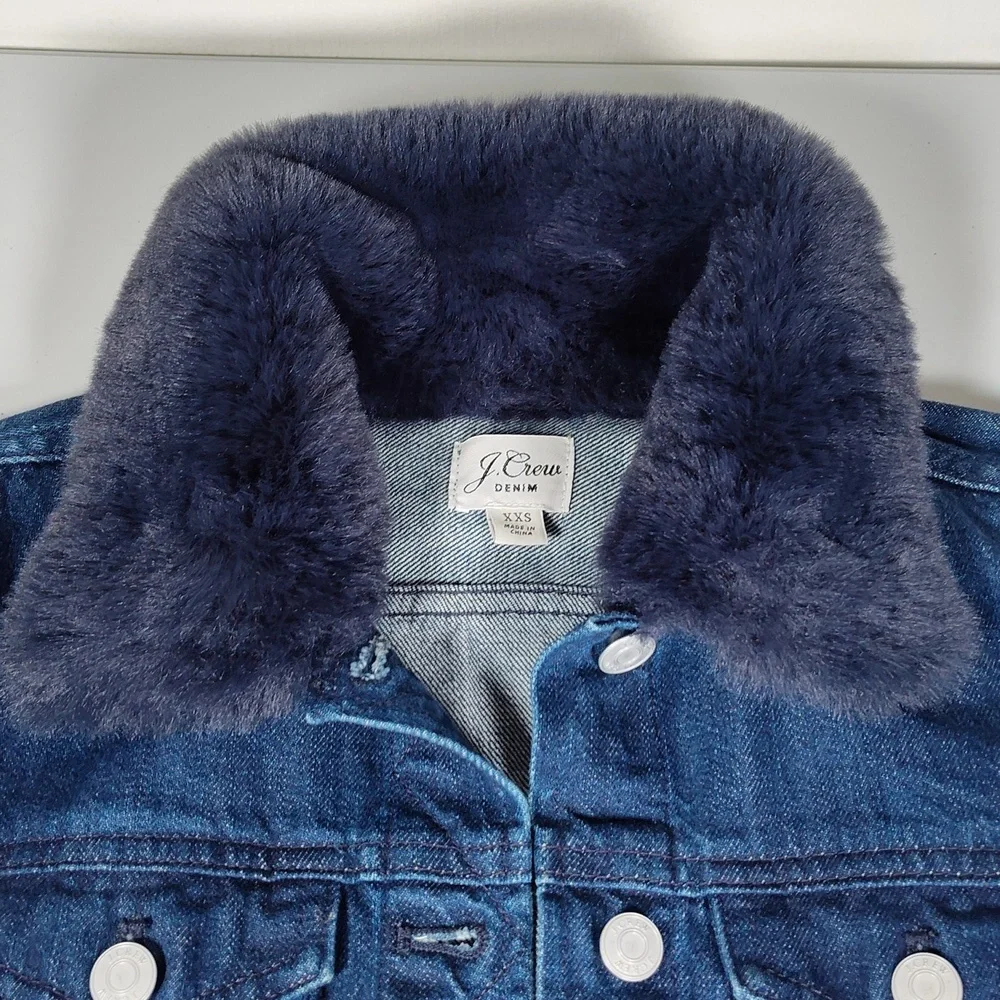 J. Crew Retro‎ Denim Jacket with Faux Fur XXS